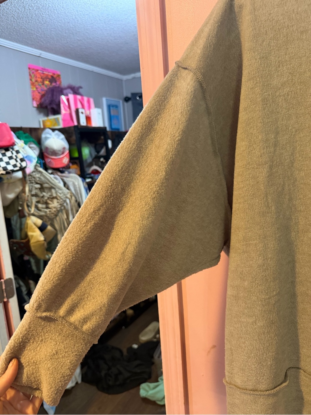 Zenana Outfitters Cozy Crewneck Sweater in Light Taupe - Picture 5 of 7